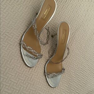 Aquazzura Silver Strappy Heels